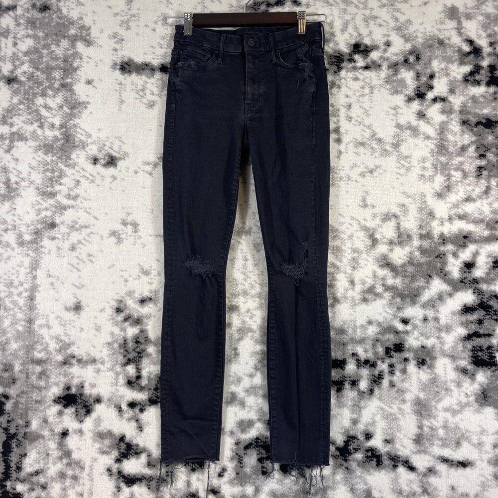 Mother Looker Ankle Fray Jeans‎ Womens Size 25 Black Guilty As Sin Stretch